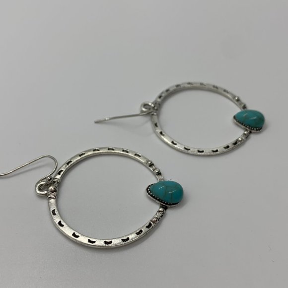 Turquoise Boho 925 Silver Dangle Drop Earrings - Picture 8 of 11